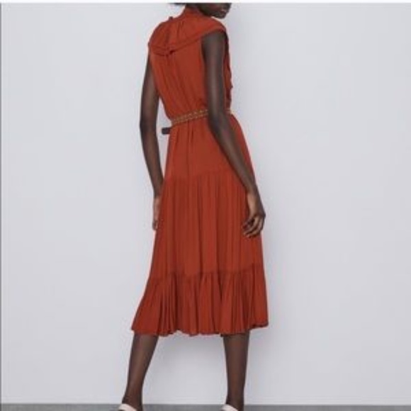 Zara Ruffle Dress in Rust Color - Picture 4 of 5